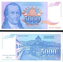 *5000 Dinárov Juhoslávia 1994, P141 UNC - Kliknutím na obrázok zatvorte -